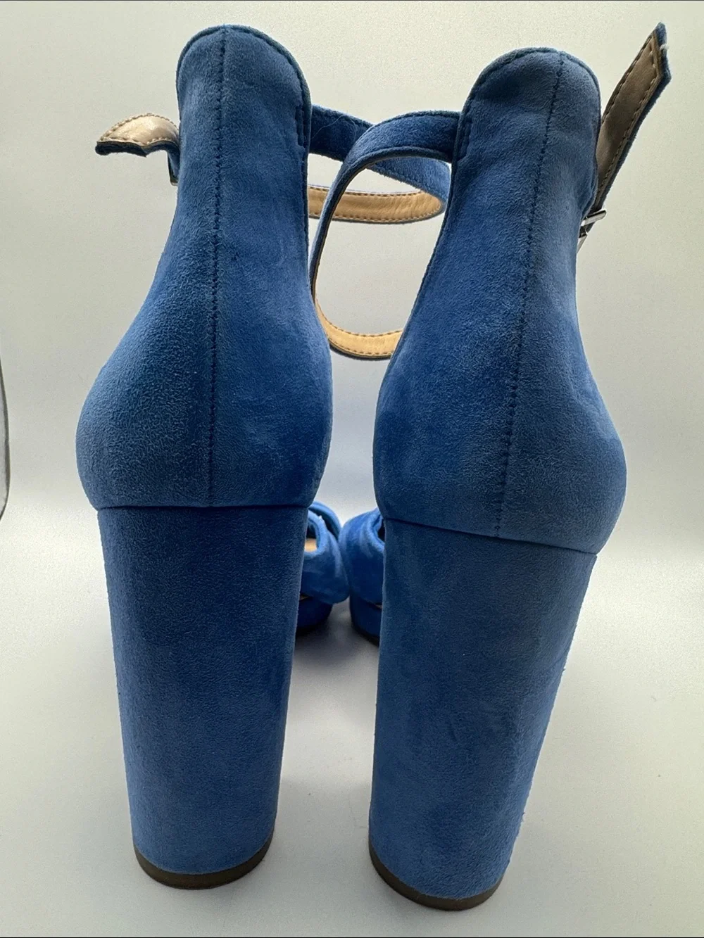 Vince Camuto Blue Suede Knotted Platform Block Heel Sandals 7.5